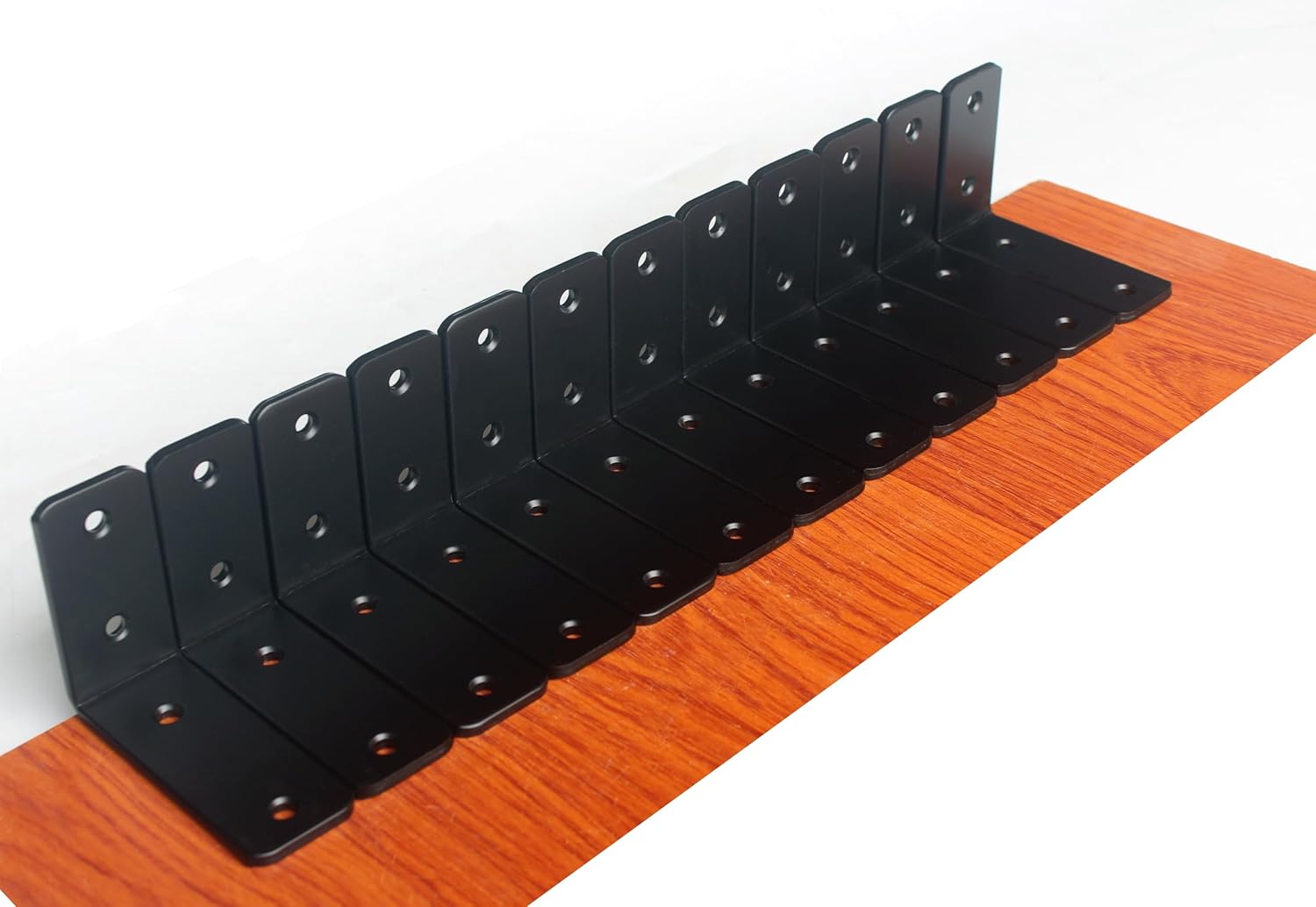 12 Pack - L 8" x H 6" x W1.5, 5mm Thick Black L Shelf Bracket, Iron Shelf Brackets, Metal Shelf Brackets, Floating Shelf, Shelf Supports with Screws