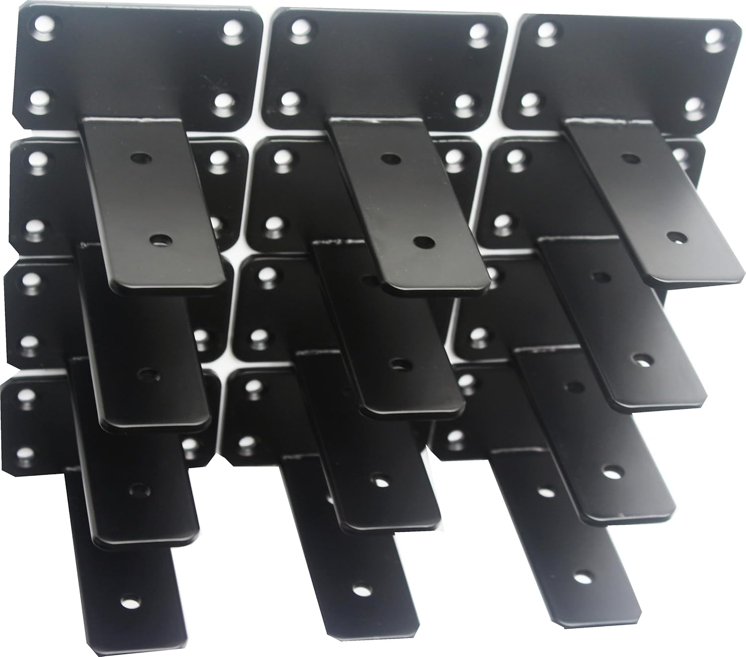 12 Pack - 8 inch Black Hidden L Shelf Bracket (1/5 Inch Thicked) Iron Floating Shelf Brackets Rustic Industrial Metal Brackets for Shelf Support