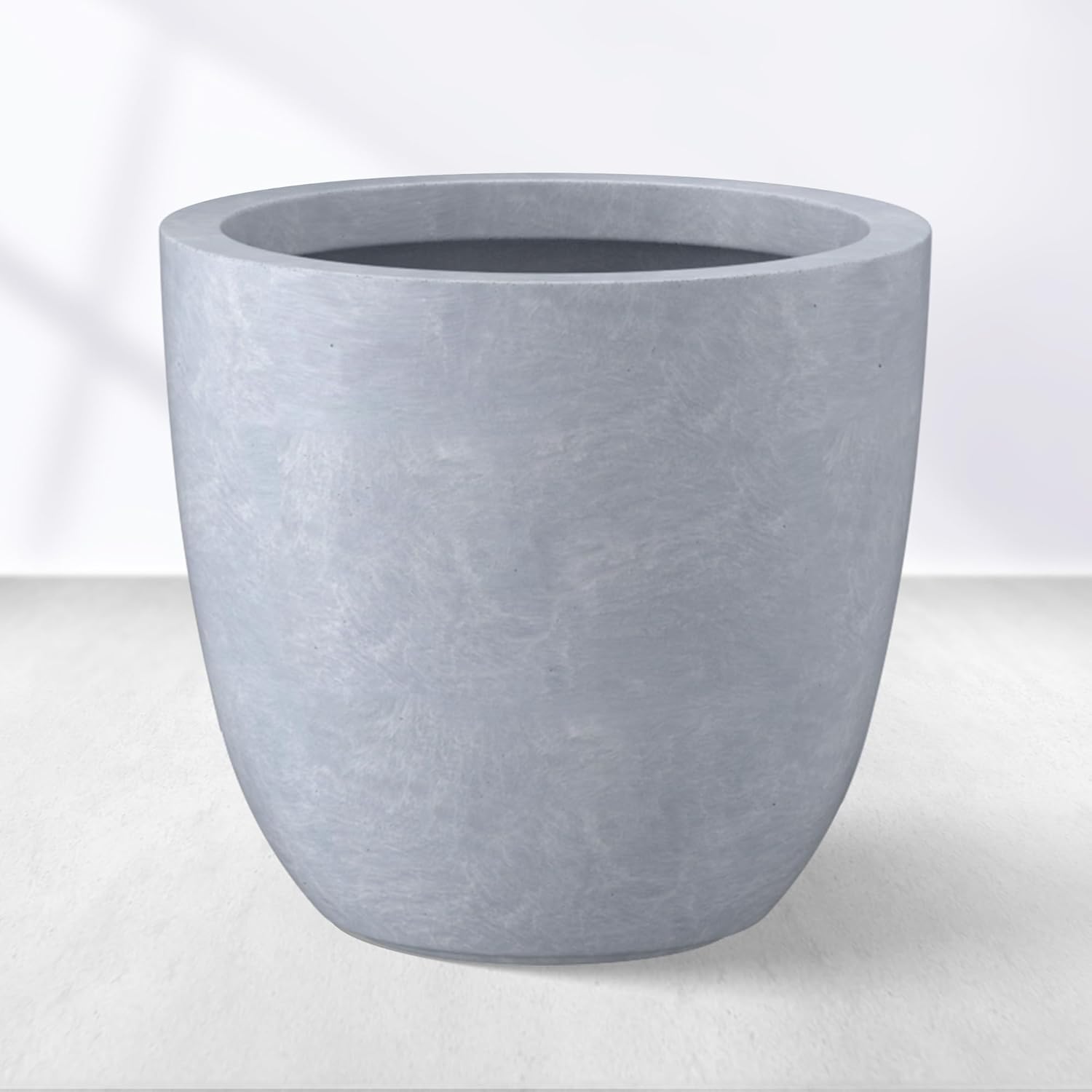 Kante 18 Inch Dia Round Concrete Planter, Indoor Outdoor Large Plant Pot with Drainage Hole and Rubber Plug for Home Patio Garden, Weathered Concrete