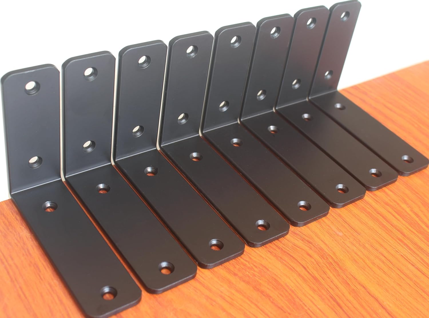 12 Pack - L 8" x H 6" x W1.5, 5mm Thick Black L Shelf Bracket, Iron Shelf Brackets, Metal Shelf Brackets, Floating Shelf, Shelf Supports with Screws