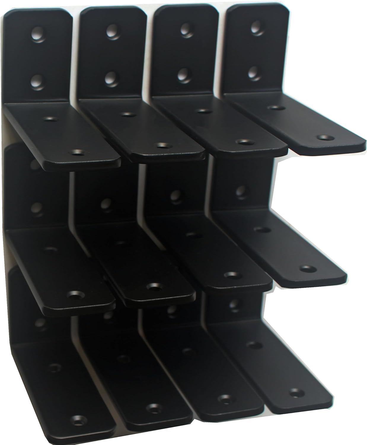 12 Pack - L 8" x H 6" x W1.5, 5mm Thick Black L Shelf Bracket, Iron Shelf Brackets, Metal Shelf Brackets, Floating Shelf, Shelf Supports with Screws