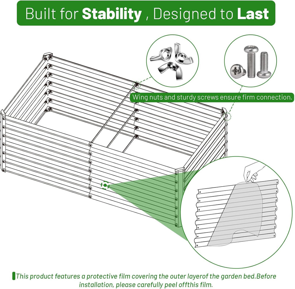 SnugNiture Galvanized Raised Garden Bed 8x4x2FT Outdoor Large Metal Planter Box Steel Kit for Planting Vegetables, Flowers