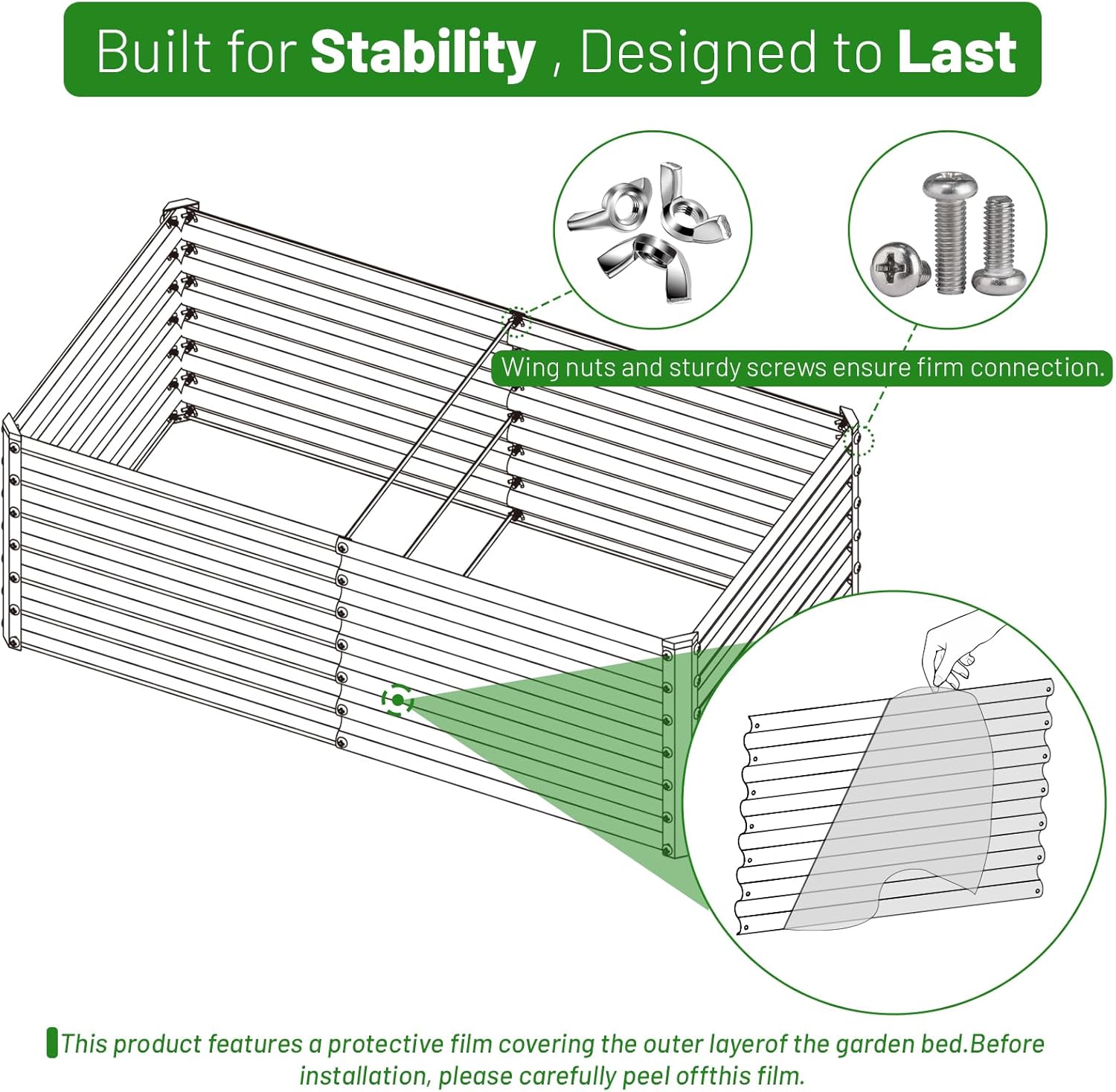 SnugNiture Galvanized Raised Garden Bed 8x4x2FT Outdoor Large Metal Planter Box Steel Kit for Planting Vegetables, Flowers