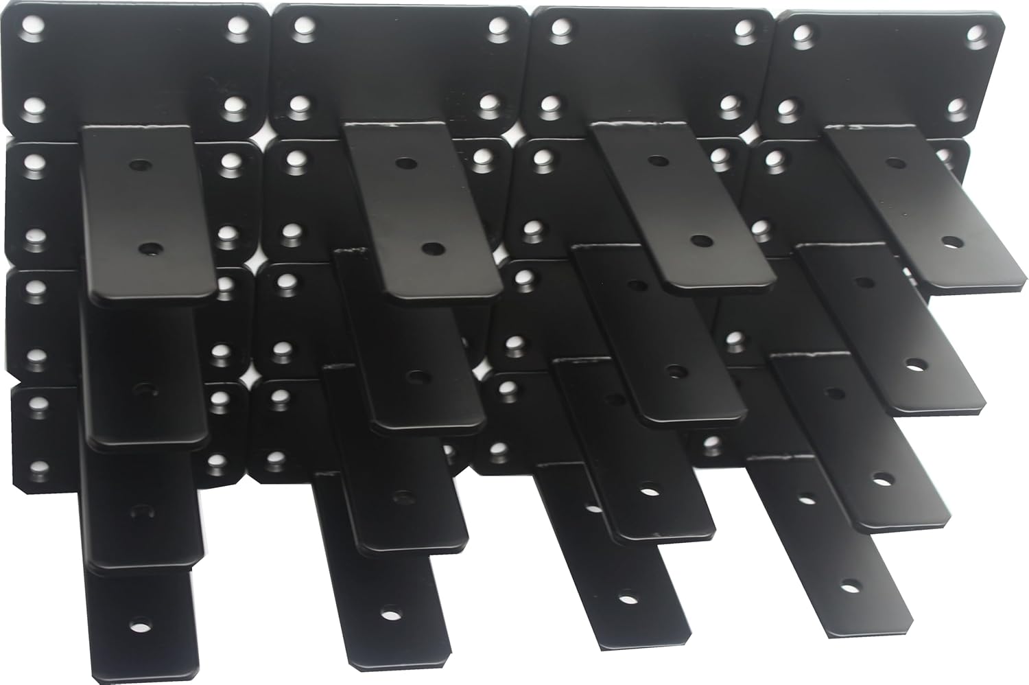 12 Pack - 8 inch Black Hidden L Shelf Bracket (1/5 Inch Thicked) Iron Floating Shelf Brackets Rustic Industrial Metal Brackets for Shelf Support