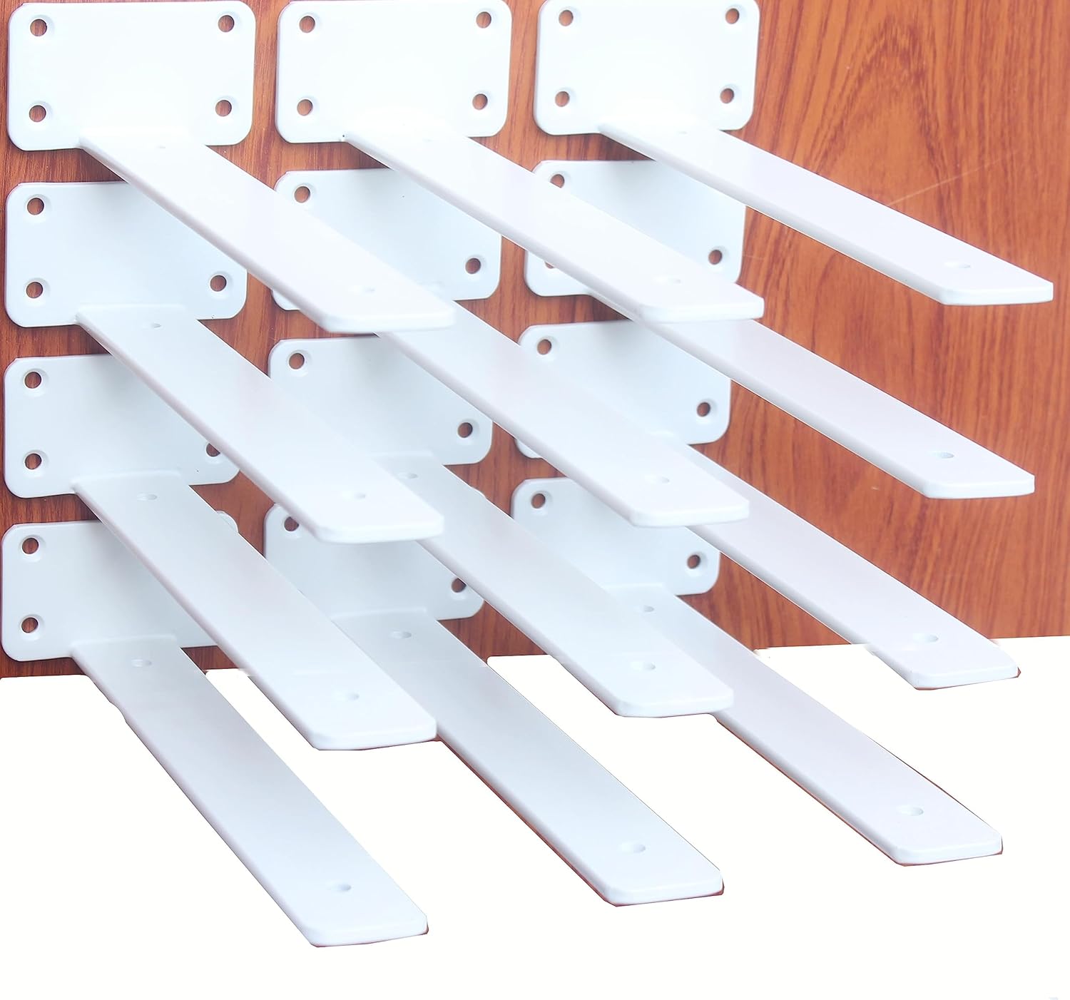 12 Pack - 8 inch Black Hidden L Shelf Bracket (1/5 Inch Thicked) Iron Floating Shelf Brackets Rustic Industrial Metal Brackets for Shelf Support