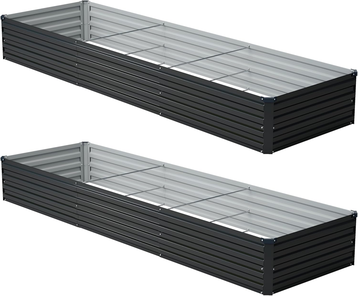 10x2x1ft(2 Pack) Galvanized Raised Garden Bed,Outdoor Planter Box Metal Patio Kit Planting Bed for Vegetables Flowers and Succulents,Silver