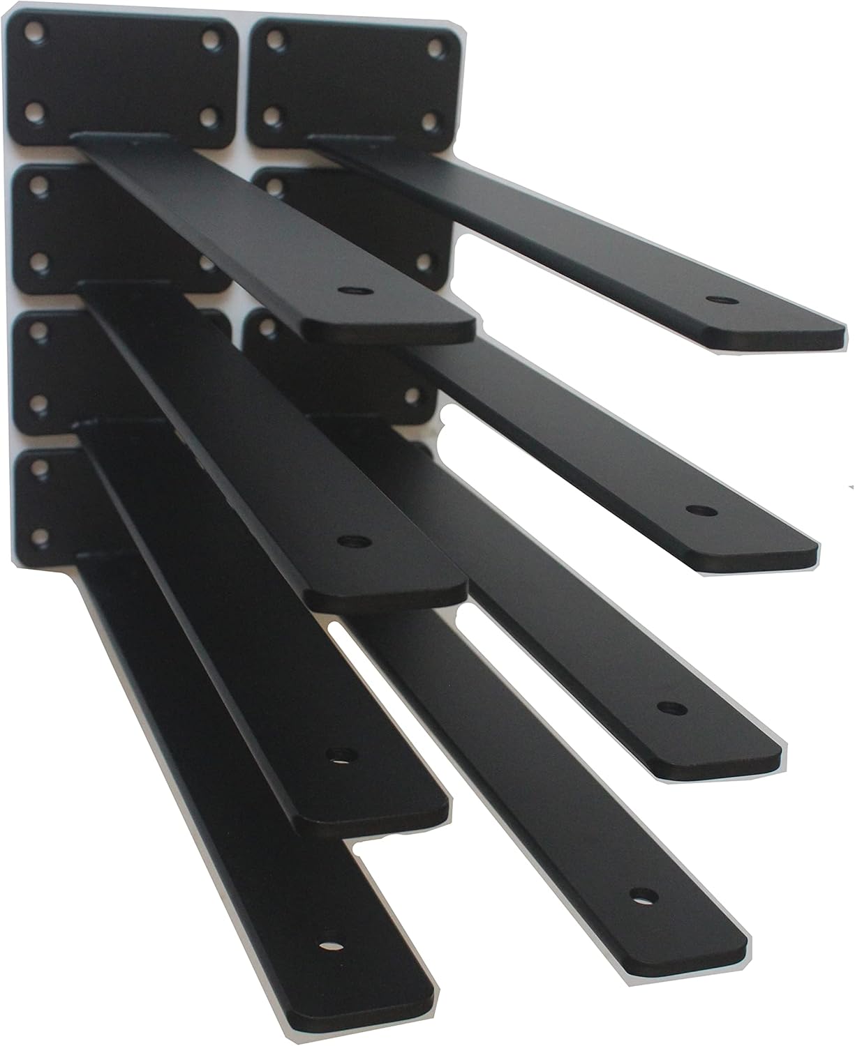 12 Pack - 10 inch Black Hidden L Shelf Bracket (1/5 Inch Thicked) Iron Floating Shelf Brackets Rustic Industrial Metal Brackets for Shelf Support