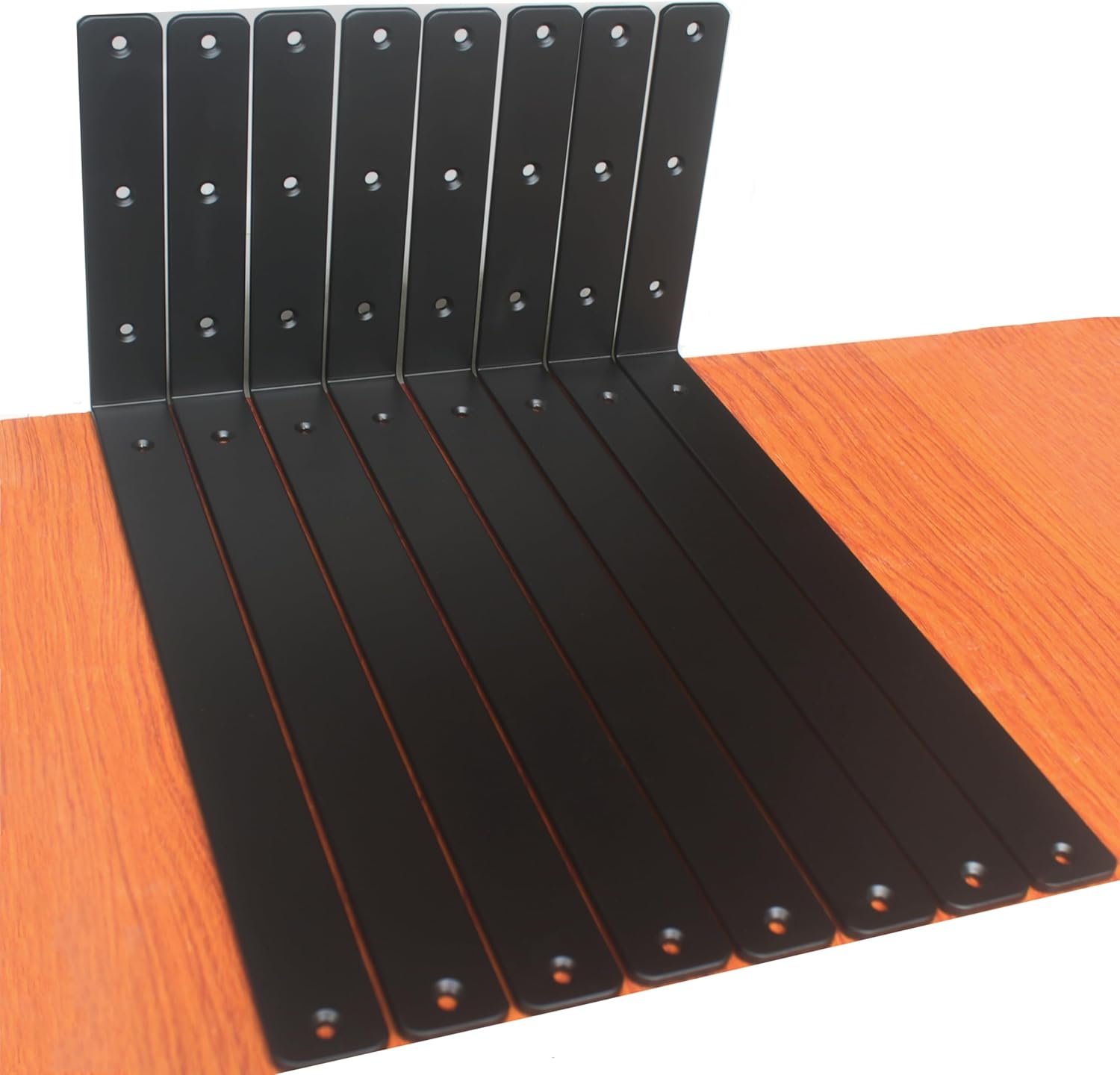 12 Pack - L 8" x H 6" x W1.5, 5mm Thick Black L Shelf Bracket, Iron Shelf Brackets, Metal Shelf Brackets, Floating Shelf, Shelf Supports with Screws
