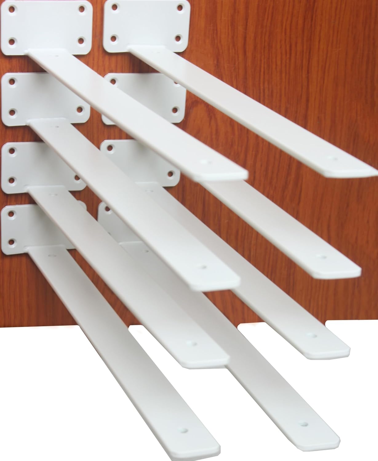 12 Pack - 8 inch Black Hidden L Shelf Bracket (1/5 Inch Thicked) Iron Floating Shelf Brackets Rustic Industrial Metal Brackets for Shelf Support