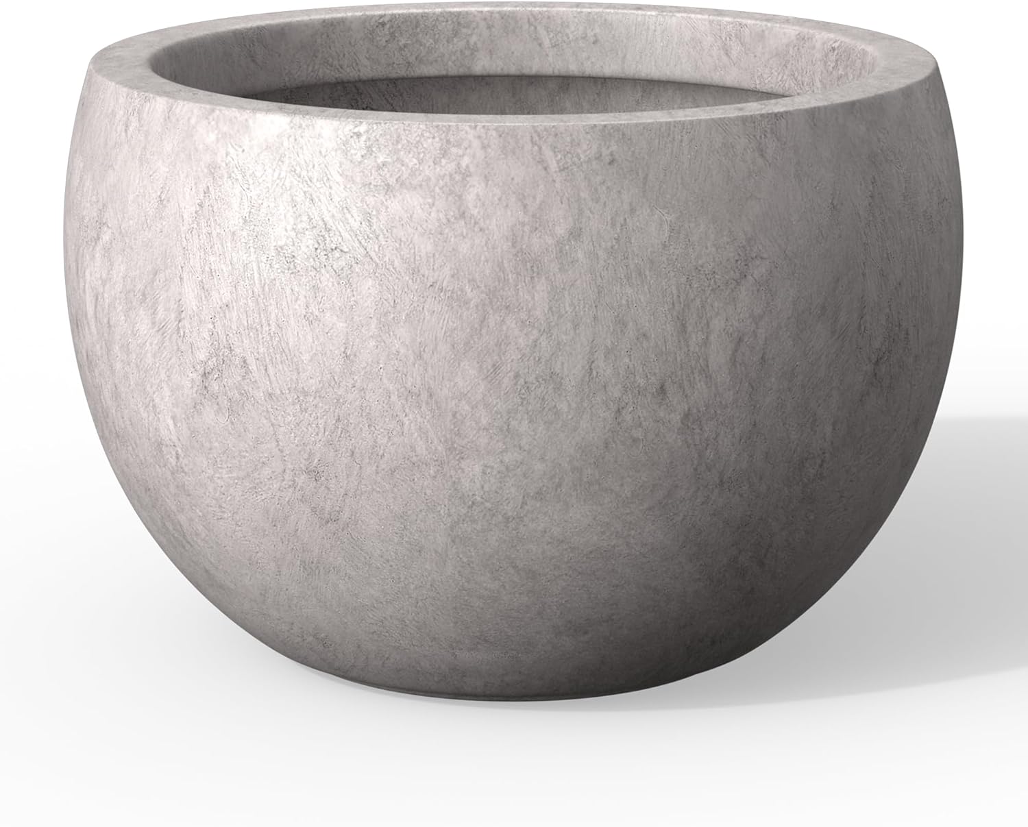 Kante 15.7" Dia Round Concrete Planter, Outdoor/Indoor Large Bowl Plant Pots with Drainage Hole and Rubber Plug for Garden Patio Balcony Home, Charcoal