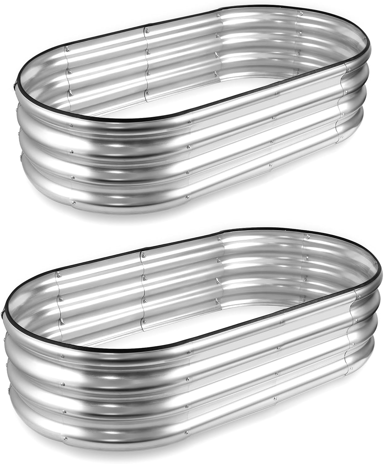 JERIA Raised Garden Bed,Galvanized Raised 2 PCS 2×2×1ft Planter Boxes Outdoor with Easy Assembly, Round Garden Bed for Vegetables, Fruits, Flowers