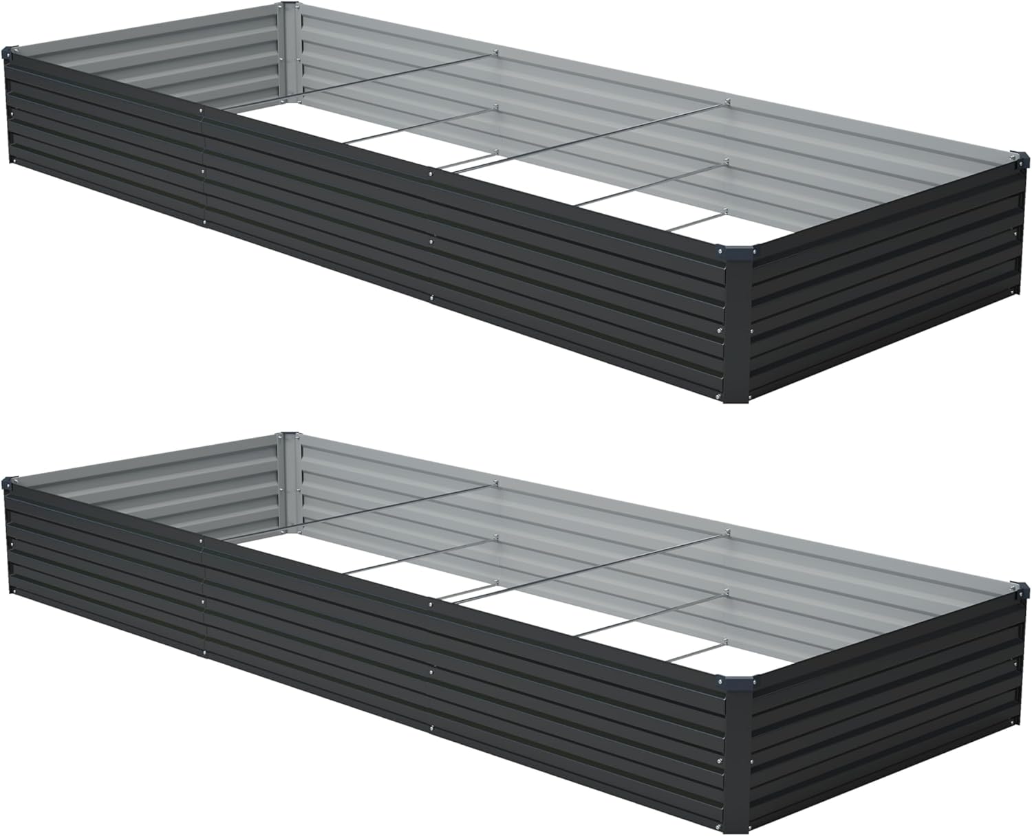 10x2x1ft(2 Pack) Galvanized Raised Garden Bed,Outdoor Planter Box Metal Patio Kit Planting Bed for Vegetables Flowers and Succulents,Silver