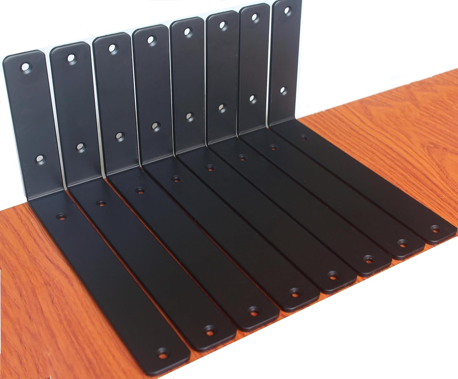12 Pack - L 8" x H 6" x W1.5, 5mm Thick Black L Shelf Bracket, Iron Shelf Brackets, Metal Shelf Brackets, Floating Shelf, Shelf Supports with Screws