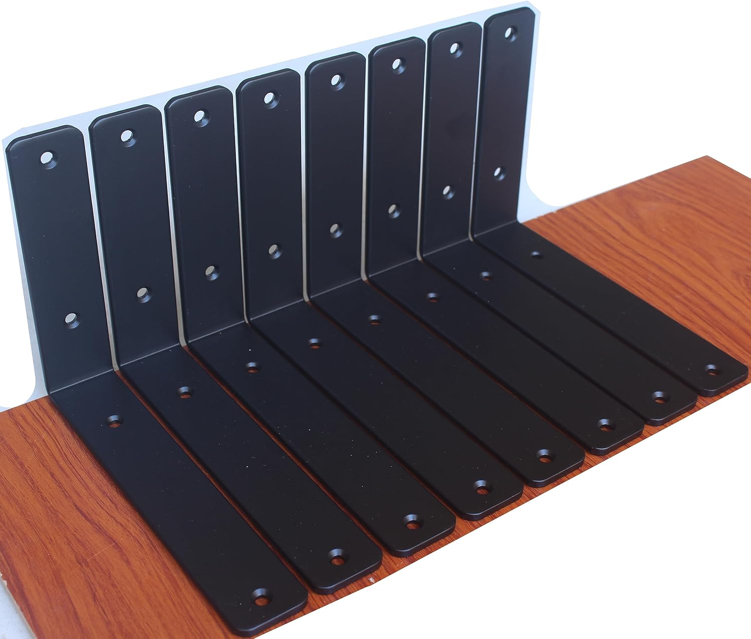 12 Pack - L 8" x H 6" x W1.5, 5mm Thick Black L Shelf Bracket, Iron Shelf Brackets, Metal Shelf Brackets, Floating Shelf, Shelf Supports with Screws