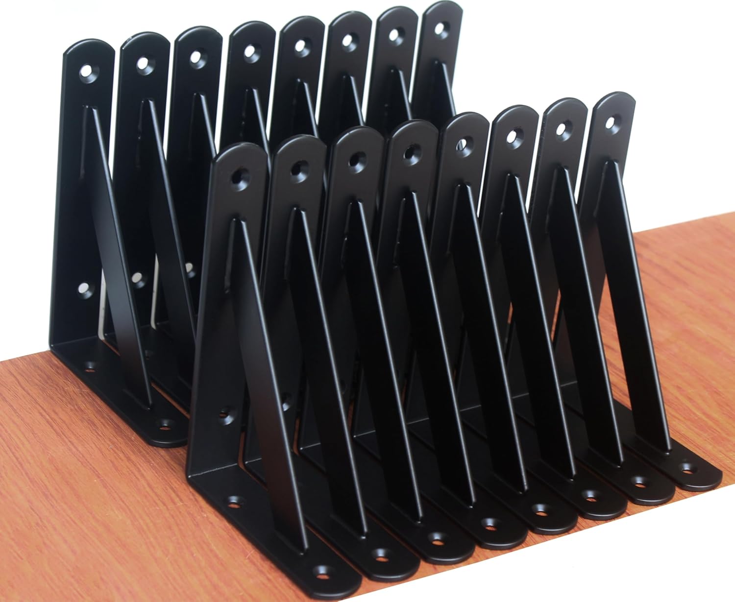 16 Pack L10 x H 8" Black Heavy Duty Shelf Brackets with Screws Metal Shelf Brackets Shelf Support Angle Brackets for Shelves L Brackets Heavy Duty Floating Shelf