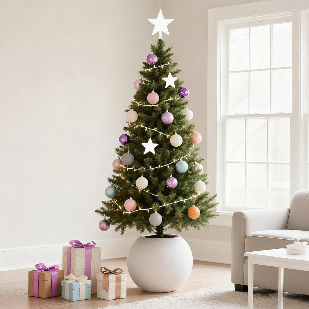 13.78”Dx11”H Large Round Planter,Planters for Indoor Plants & Outdoor,Durable Plastic-Concrete Material Sphere Planter with Drainage Hole & Rubber Plug Weather Resistant,Plant Pot,(9" Pot Opening)