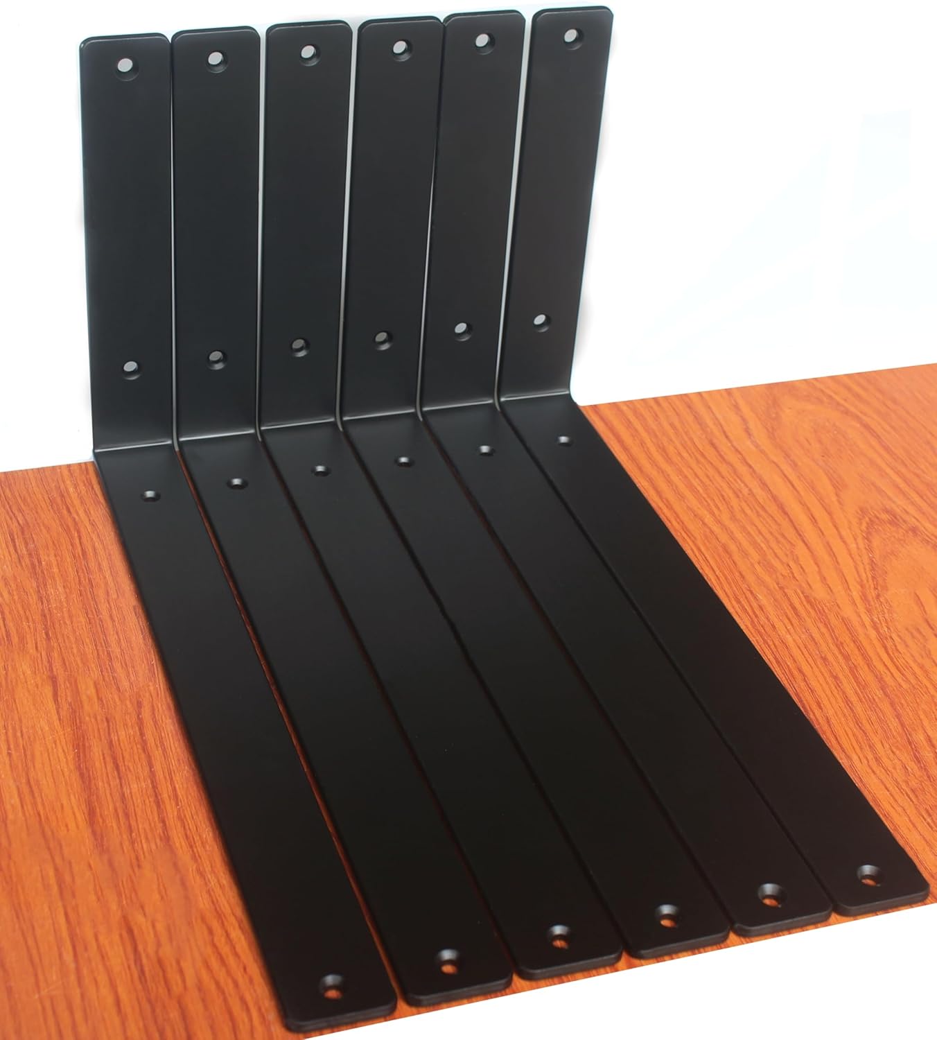 12 Pack - L 8" x H 6" x W1.5, 5mm Thick Black L Shelf Bracket, Iron Shelf Brackets, Metal Shelf Brackets, Floating Shelf, Shelf Supports with Screws