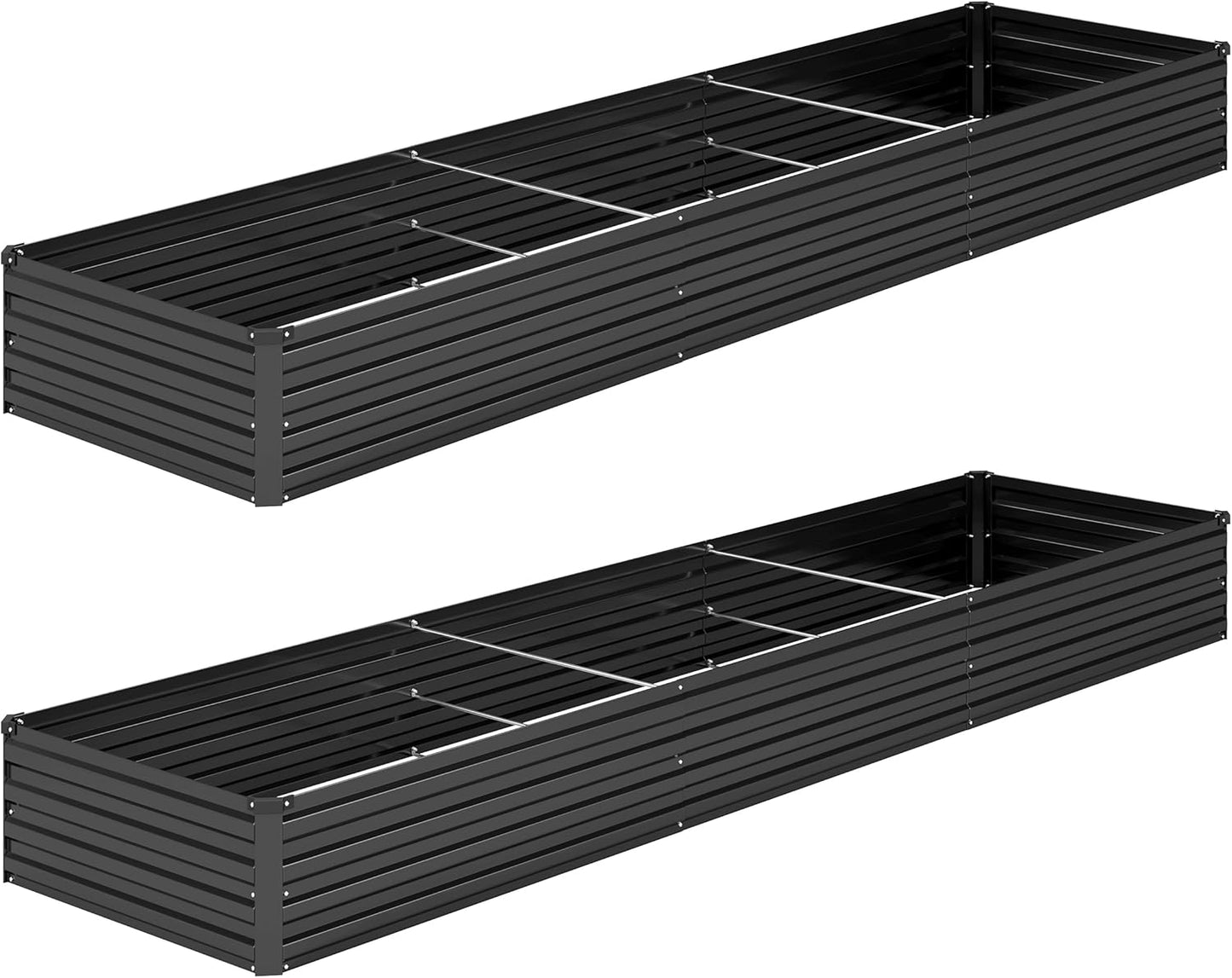 2PCS 12x4x1FT Galvanized Raised Garden Bed Kit,Vegetable Boxes-Rectangle Metal Flower Box,Large Planter Raised Beds Outdoor Garden for Planting,Fruit,Herb-Sliver