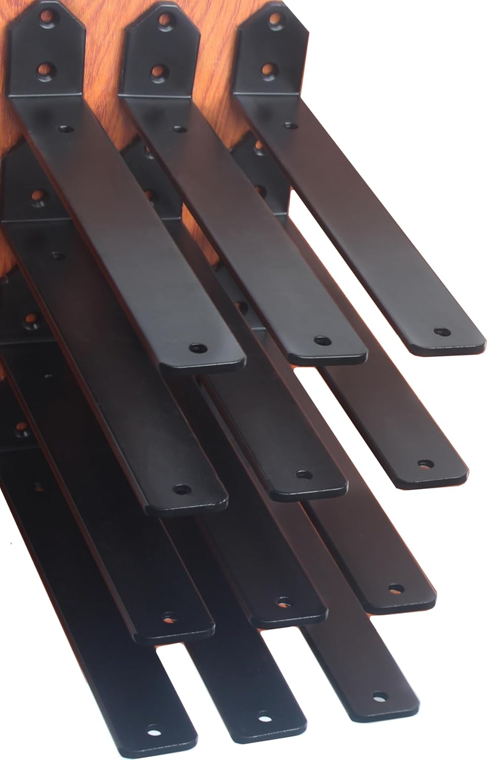12 Pack - L 8" x H 6" x W1.5, 5mm Thick Black L Shelf Bracket, Iron Shelf Brackets, Metal Shelf Brackets, Floating Shelf, Shelf Supports with Screws
