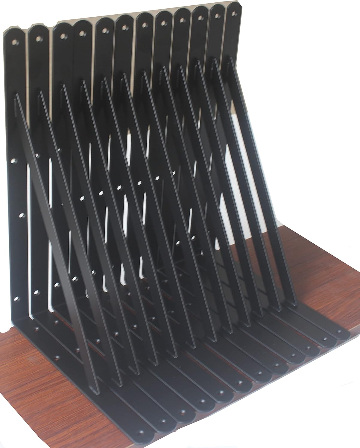 16 Pack L10 x H 8" Black Heavy Duty Shelf Brackets with Screws Metal Shelf Brackets Shelf Support Angle Brackets for Shelves L Brackets Heavy Duty Floating Shelf
