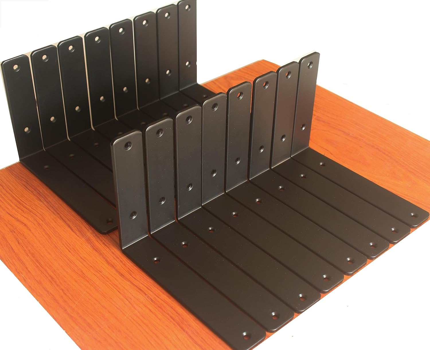 12 Pack - L 8" x H 6" x W1.5, 5mm Thick Black L Shelf Bracket, Iron Shelf Brackets, Metal Shelf Brackets, Floating Shelf, Shelf Supports with Screws