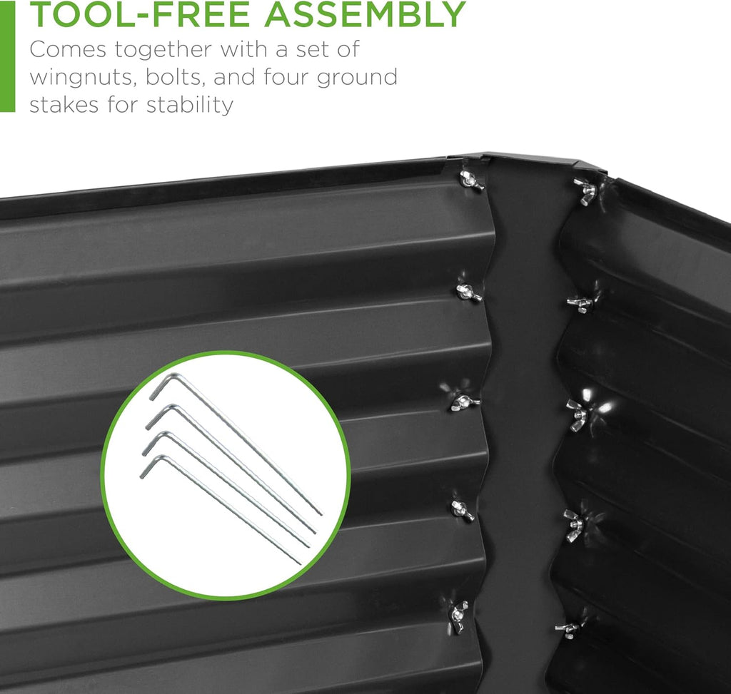 Best Choice Products 8x4x2ft Outdoor Metal Raised Garden Bed, Deep Root Planter Box for Vegetables, Herbs & Flowers, 478-Gallon Capacity, 100% Non Toxic Materials - Gray