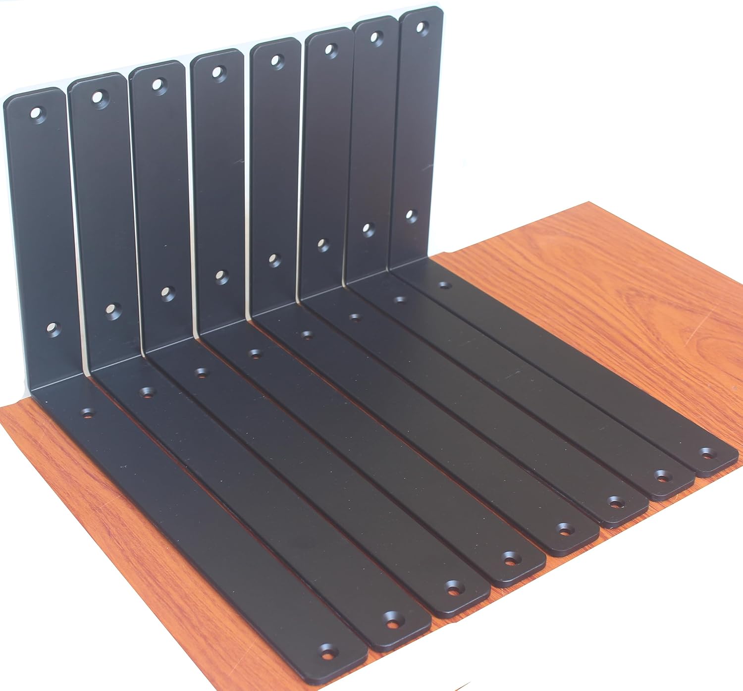 12 Pack - L 8" x H 6" x W1.5, 5mm Thick Black L Shelf Bracket, Iron Shelf Brackets, Metal Shelf Brackets, Floating Shelf, Shelf Supports with Screws