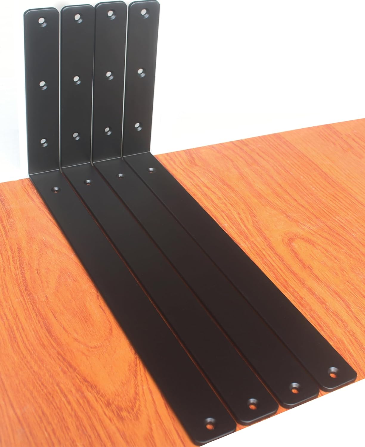 12 Pack - L 8" x H 6" x W1.5, 5mm Thick Black L Shelf Bracket, Iron Shelf Brackets, Metal Shelf Brackets, Floating Shelf, Shelf Supports with Screws