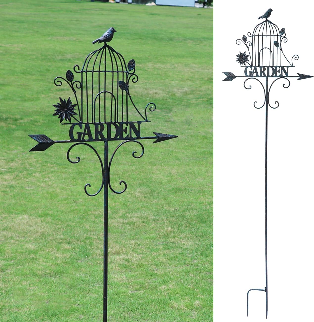 Sunflower Garden Stake with Bells, Decorative Garden Stakes for Garden Yard Patio Decor
