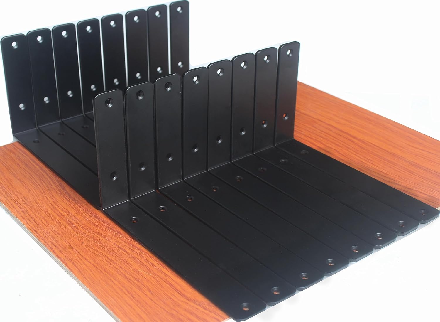 12 Pack - L 8" x H 6" x W1.5, 5mm Thick Black L Shelf Bracket, Iron Shelf Brackets, Metal Shelf Brackets, Floating Shelf, Shelf Supports with Screws