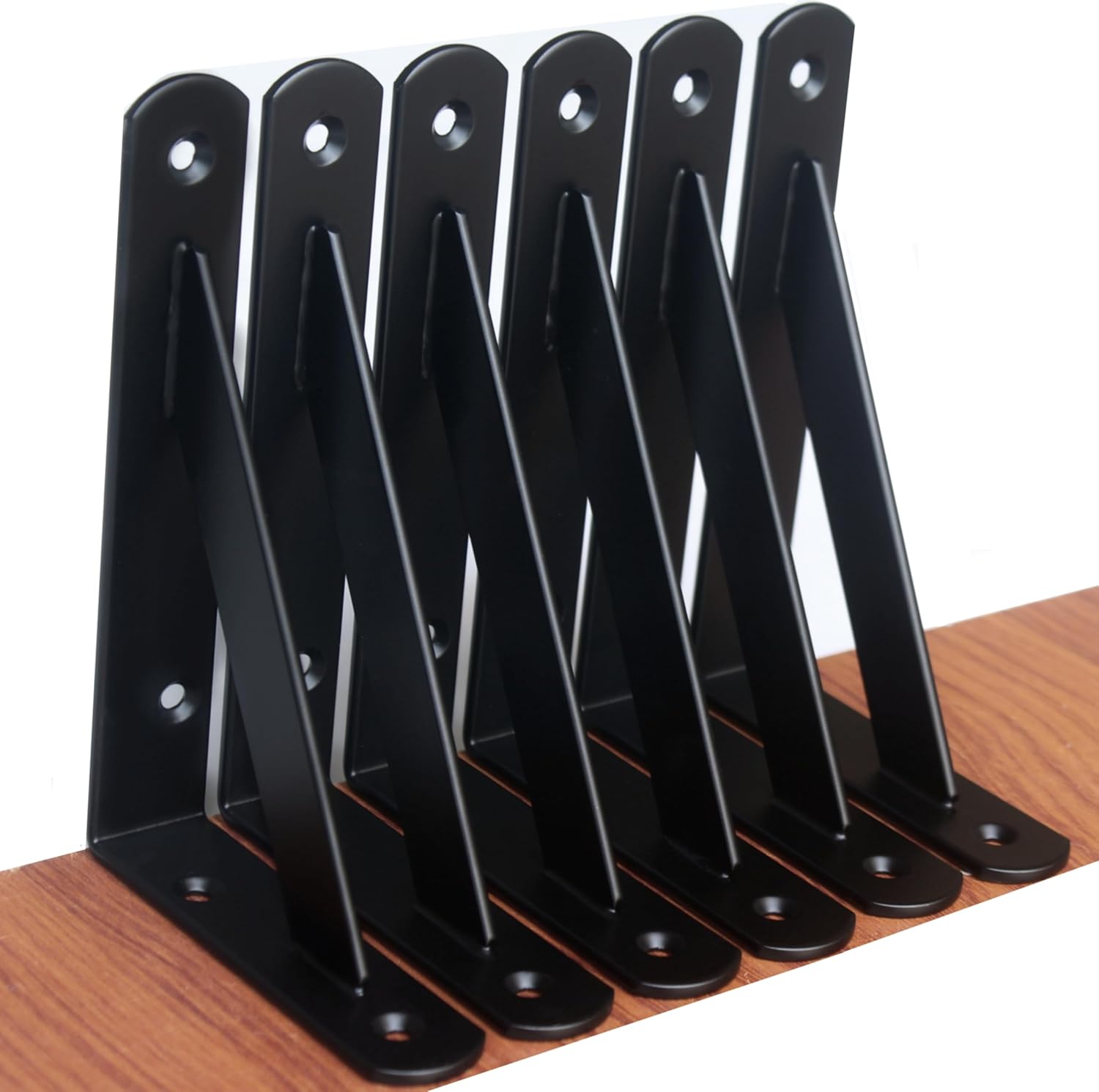 16 Pack L10 x H 8" Black Heavy Duty Shelf Brackets with Screws Metal Shelf Brackets Shelf Support Angle Brackets for Shelves L Brackets Heavy Duty Floating Shelf