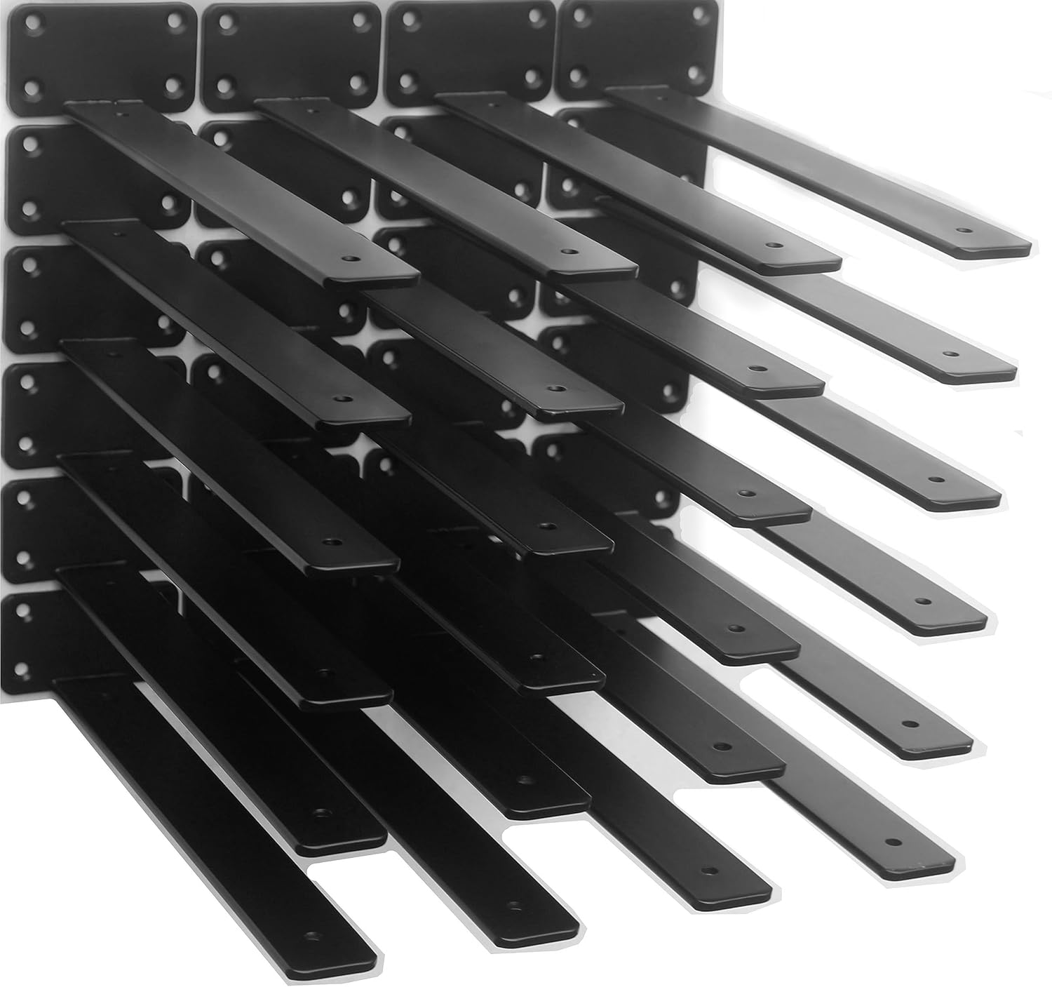 12 Pack - 12 inch Black Hidden L Shelf Bracket (1/5 Inch Thicked) Iron Floating Shelf Brackets Rustic Industrial Metal Brackets for Shelf Support