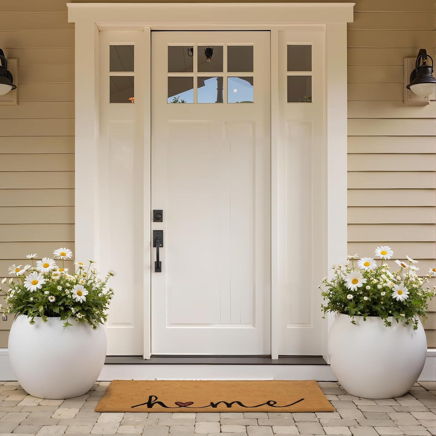 Large Round Planter with Drainage Hole, 13.7''H × 17.7''D Sphere Planter Indoor Plant Flower Pot for Outdoor Garden Patio Home, White