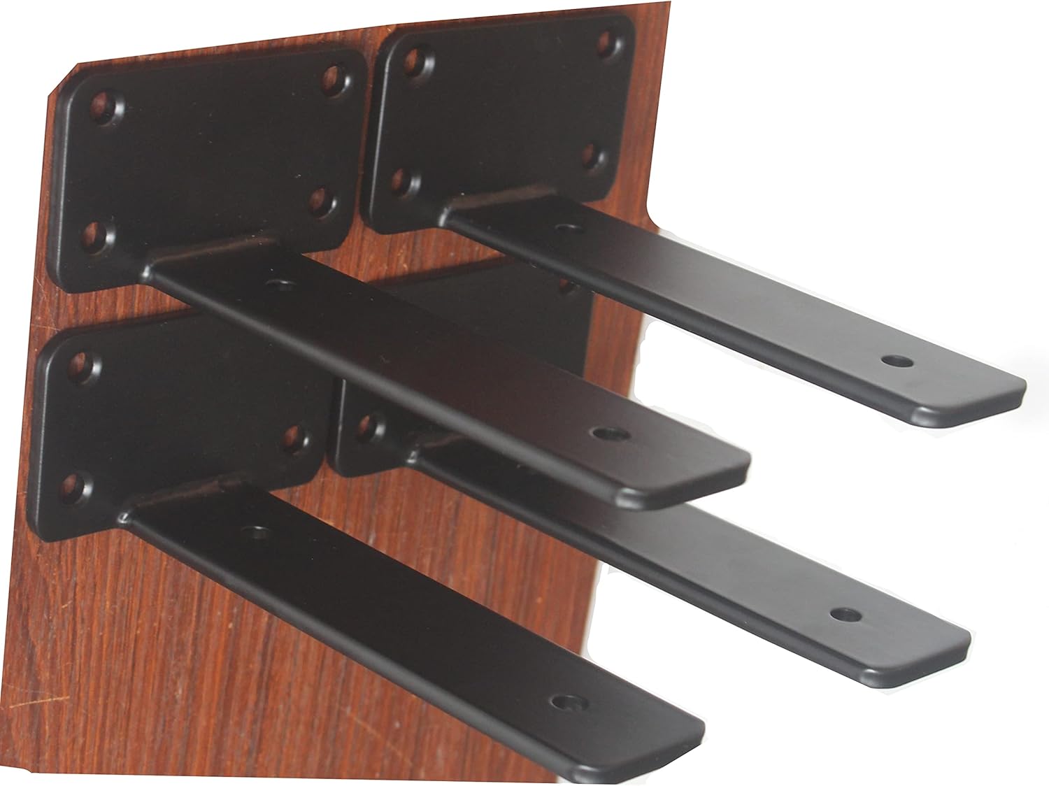 12 Pack - 12 inch Black Hidden L Shelf Bracket (1/5 Inch Thicked) Iron Floating Shelf Brackets Rustic Industrial Metal Brackets for Shelf Support