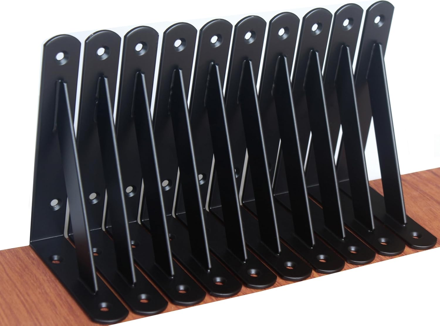 16 Pack L12 x H 8" Black Heavy Duty Shelf Brackets with Screws Metal Shelf Brackets Shelf Support Angle Brackets for Shelves L Brackets Heavy Duty Floating Shelf