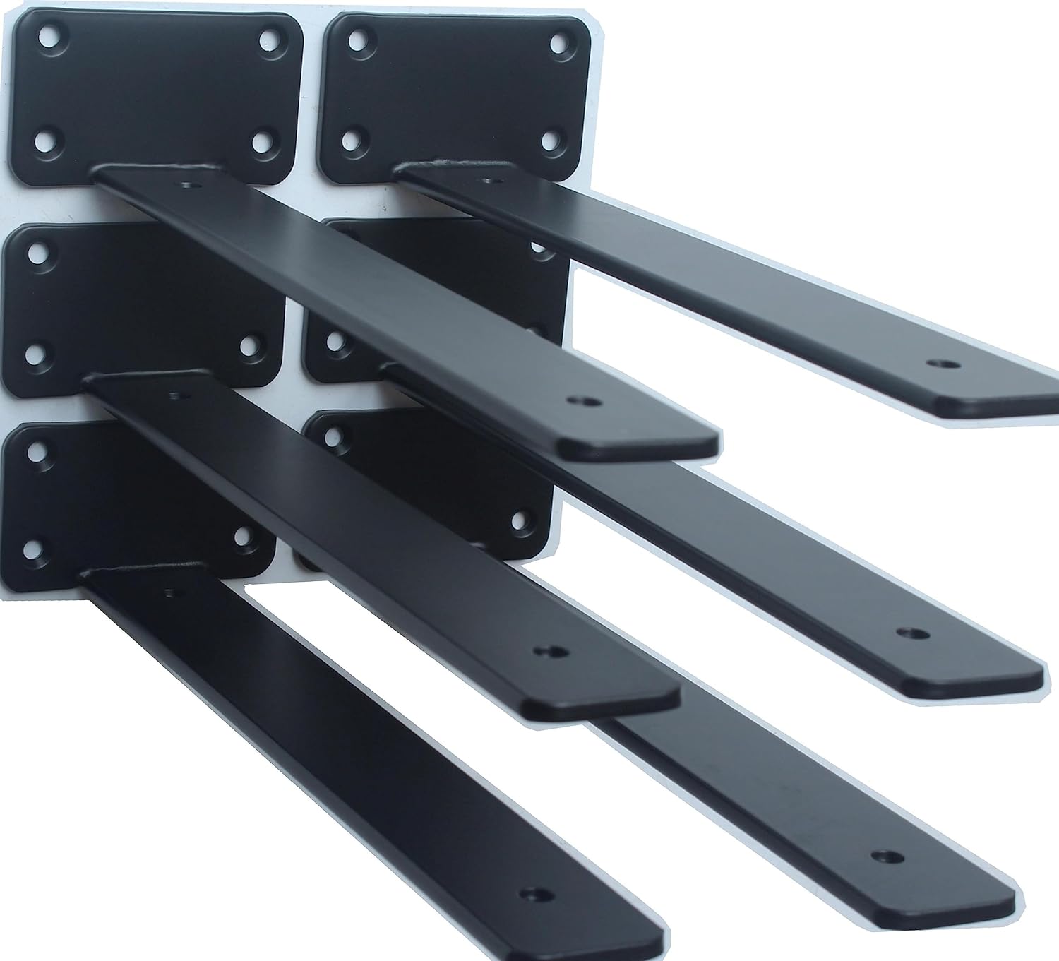 12 Pack - 8 inch Black Hidden L Shelf Bracket (1/5 Inch Thicked) Iron Floating Shelf Brackets Rustic Industrial Metal Brackets for Shelf Support