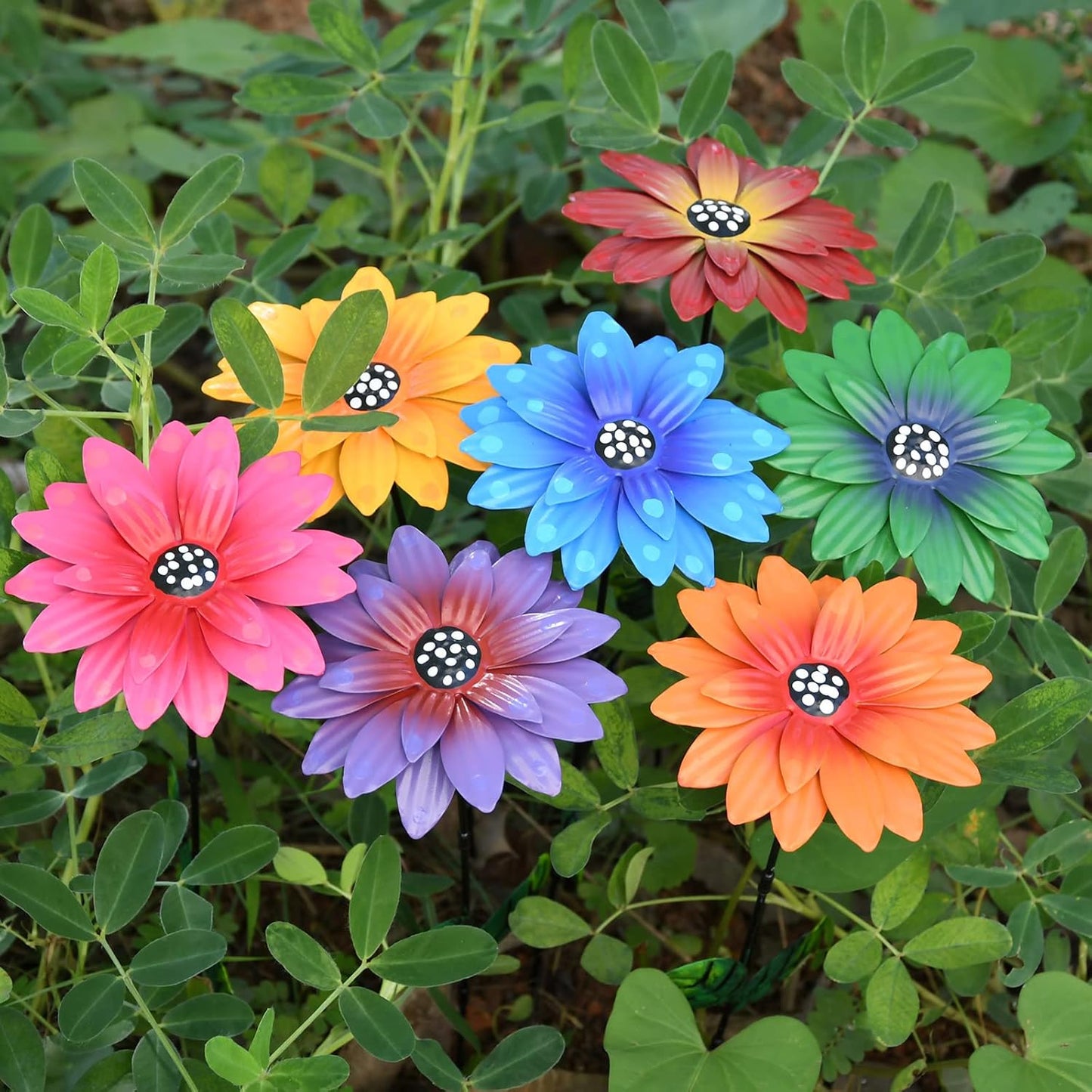 7Pcs/Set Metal Daylily Flower Garden Stakes,Metal Flowers Outdoor Decor Stake Yard Art Decoration,Garden Plant Flowers Stick Spring Patio Decor