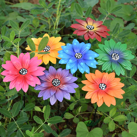 7Pcs/Set Metal Daylily Flower Garden Stakes,Metal Flowers Outdoor Decor Stake Yard Art Decoration,Garden Plant Flowers Stick Spring Patio Decor