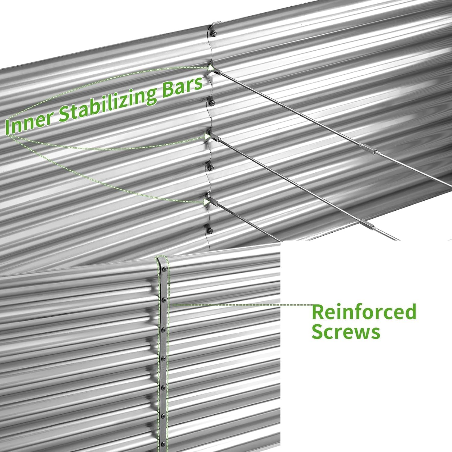 Land Guard 2 Pack 6×3×2 ft Galvanized Metal Raised Garden Bed, 2FT Deep Root Elevated Planter Box Steel Large Vegetable Flower Bed Kit, Silver