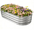 TATAANTY Galvanized Raised Garden Bed for Outdoor: 4X2X1ft Durable Metal Vegetable Plant Container Kit - Oval Planter Box for Gardening Flower Trough （2 Pack）