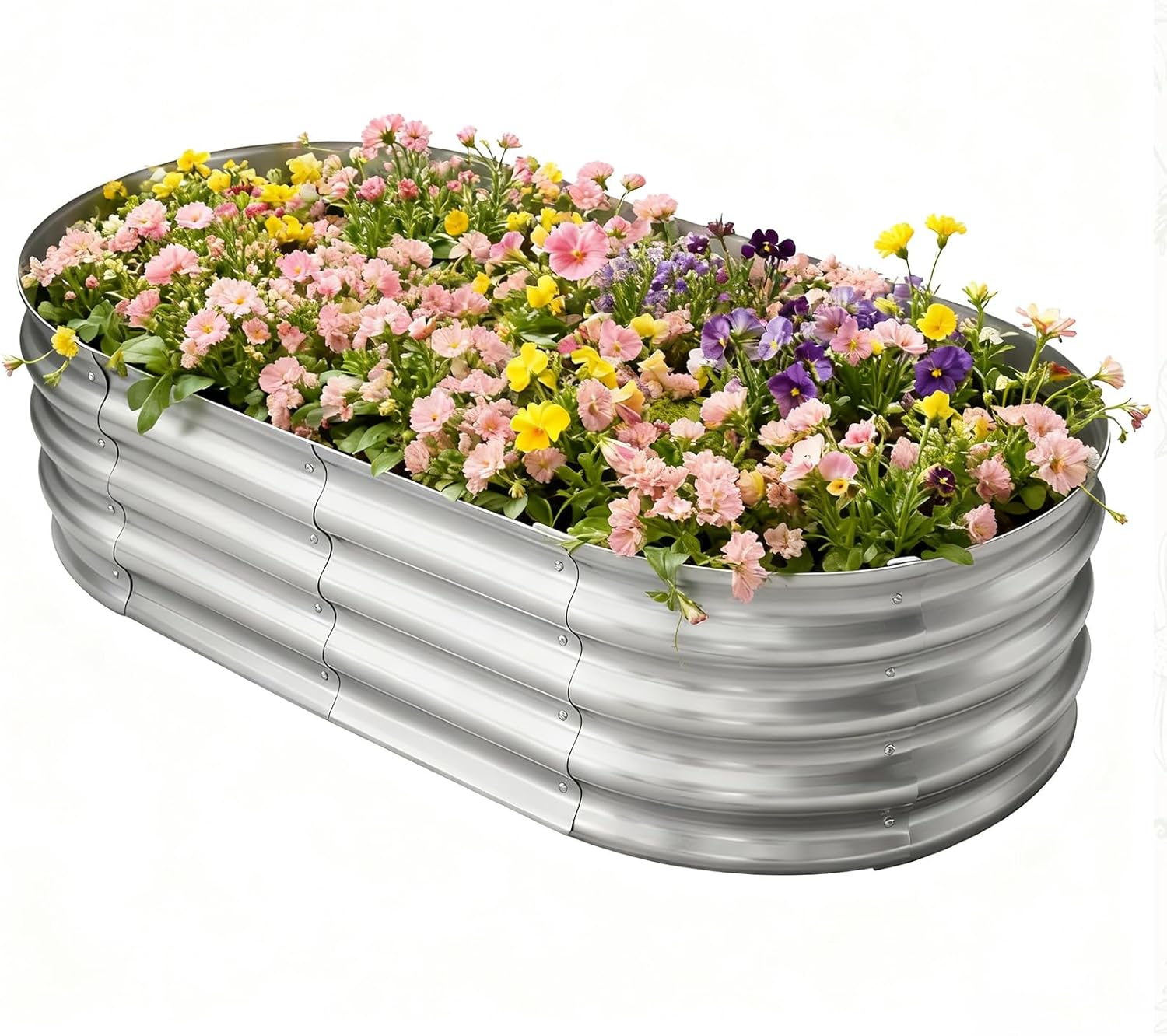 TATAANTY Galvanized Raised Garden Bed for Outdoor: 4X2X1ft Durable Metal Vegetable Plant Container Kit - Oval Planter Box for Gardening Flower Trough （2 Pack）