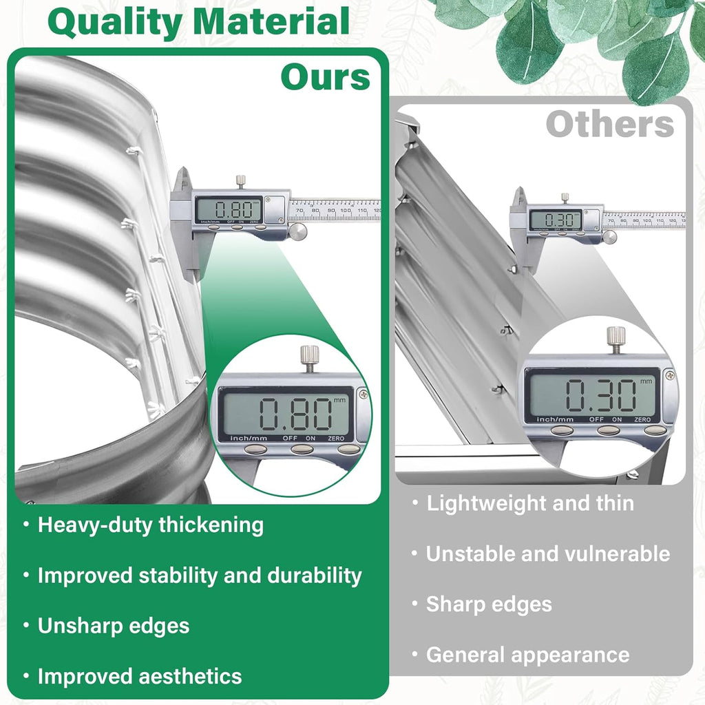 TATAANTY Galvanized Raised Garden Bed for Outdoor: 4X2X1ft Durable Metal Vegetable Plant Container Kit - Oval Planter Box for Gardening Flower Trough （2 Pack）