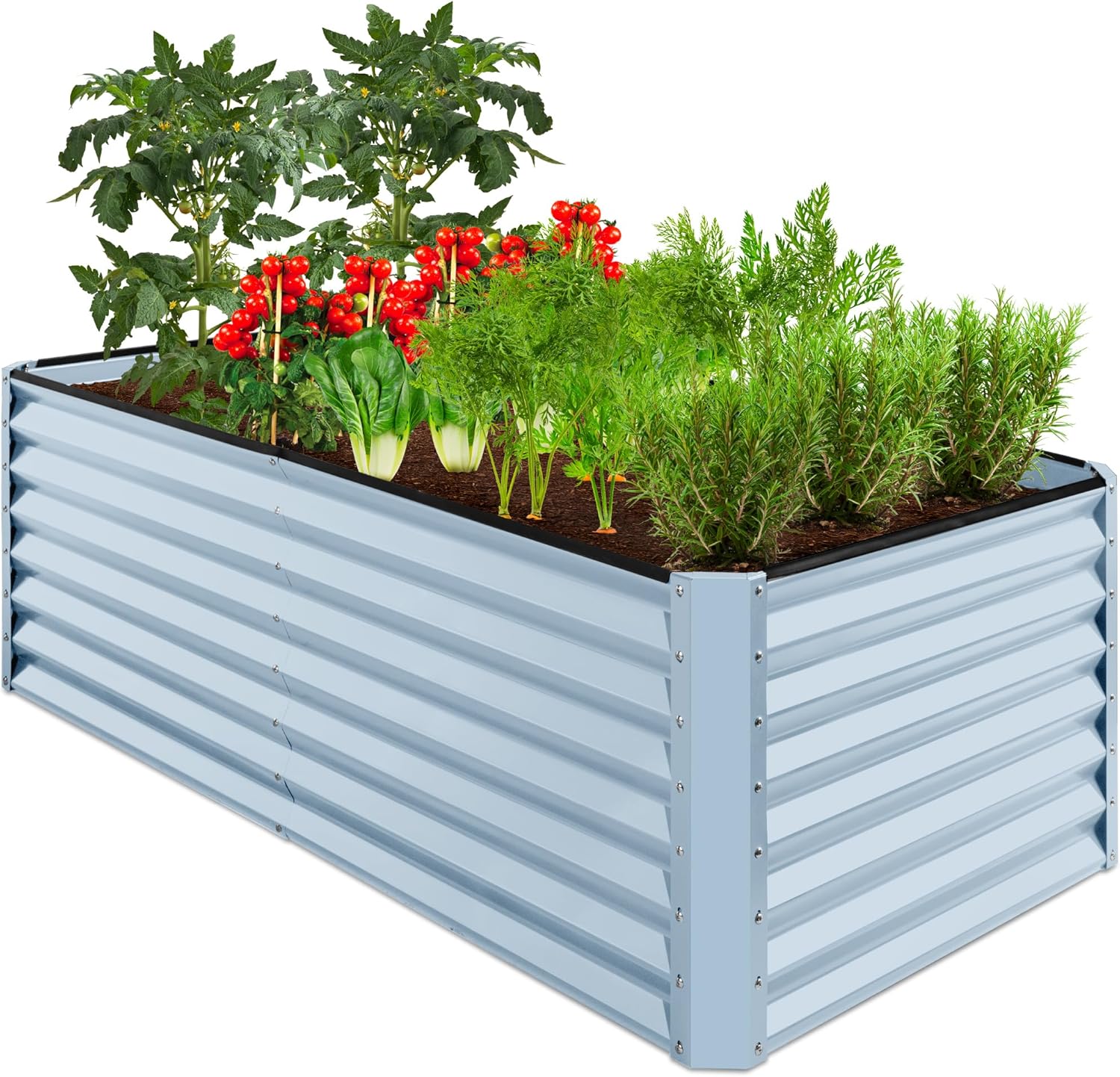 Best Choice Products 8x4x2ft Outdoor Metal Raised Garden Bed, Deep Root Planter Box for Vegetables, Herbs & Flowers, 478-Gallon Capacity, 100% Non Toxic Materials - Gray