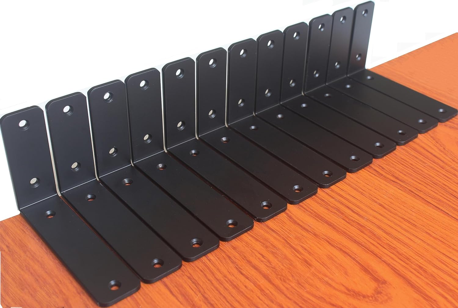 12 Pack - L 8" x H 6" x W1.5, 5mm Thick Black L Shelf Bracket, Iron Shelf Brackets, Metal Shelf Brackets, Floating Shelf, Shelf Supports with Screws