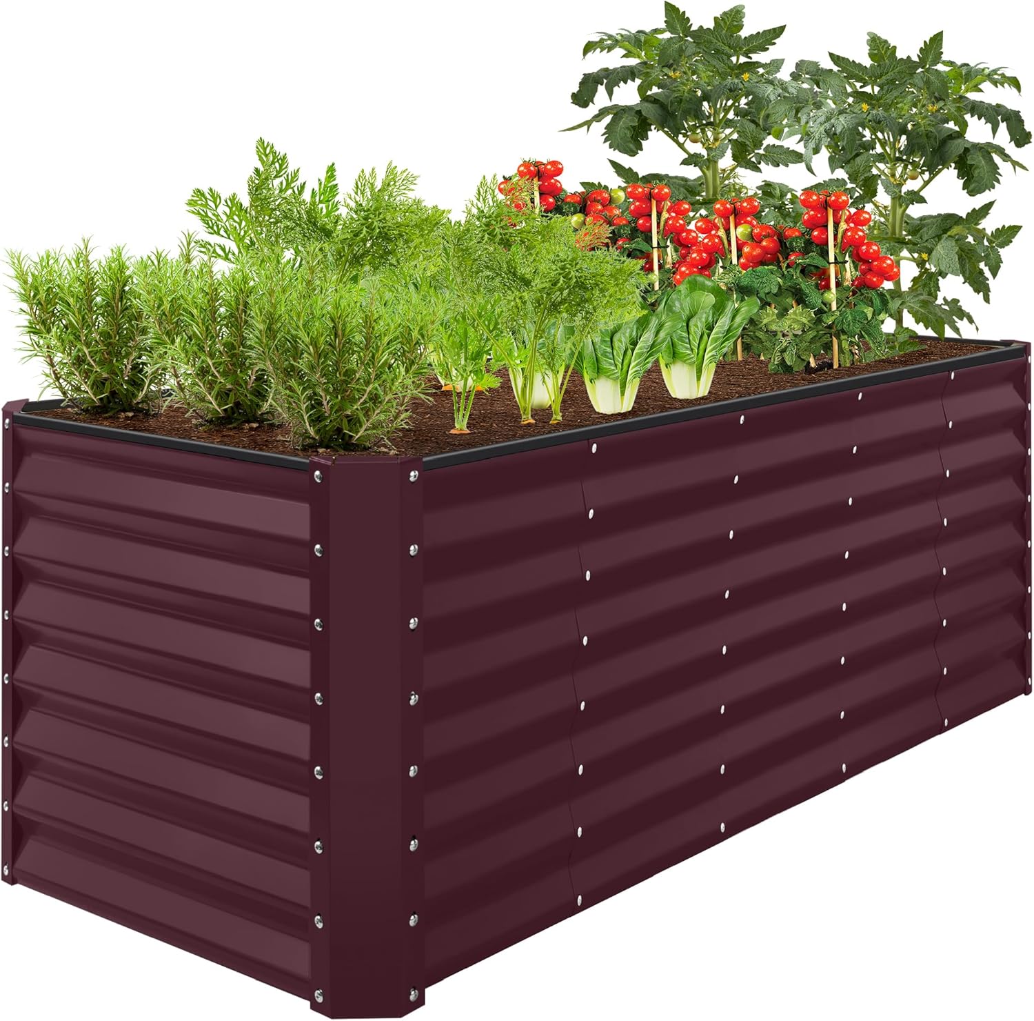 Best Choice Products 8x4x2ft Outdoor Metal Raised Garden Bed, Deep Root Planter Box for Vegetables, Herbs & Flowers, 478-Gallon Capacity, 100% Non Toxic Materials - Gray