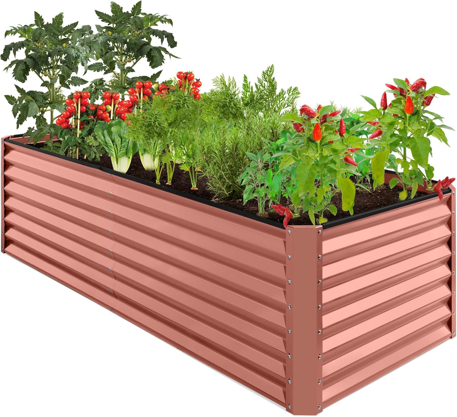 Best Choice Products 8x4x2ft Outdoor Metal Raised Garden Bed, Deep Root Planter Box for Vegetables, Herbs & Flowers, 478-Gallon Capacity, 100% Non Toxic Materials - Gray
