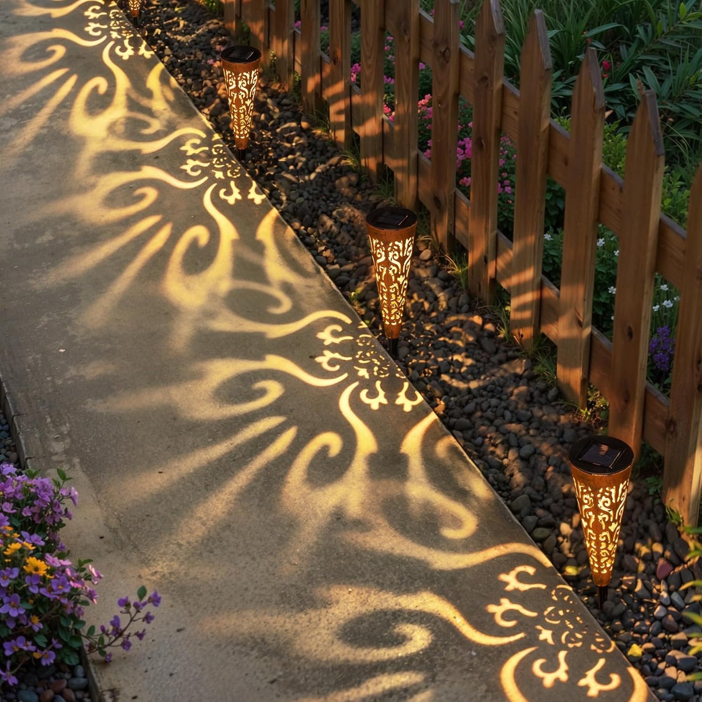 Go2garden 6Pcs Garden Solar Lights Outdoor Stakes Decorative Lighting for Yard, Pathway, Patio Decor Lawn Ornament (Red Copper)