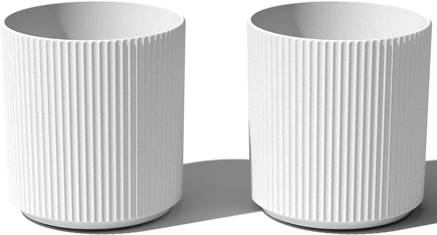Veradek Demi Series Round Planter for Porch, Patio, Backyard | Durable Plastic-Stone Composite Material | Modern Décor for Tall Plants, Flowers