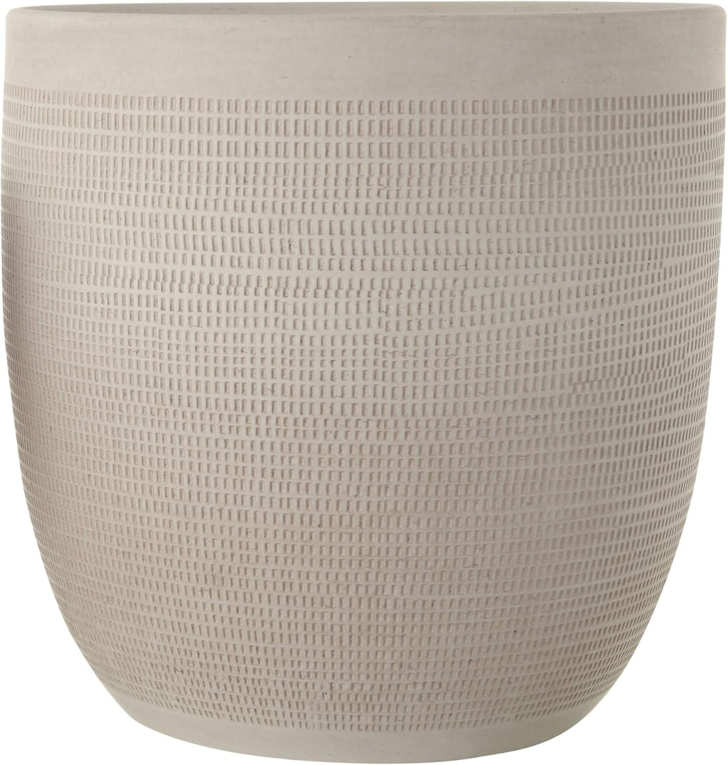 Creative Co-Op Large Matte White Embossed Stoneware Planter