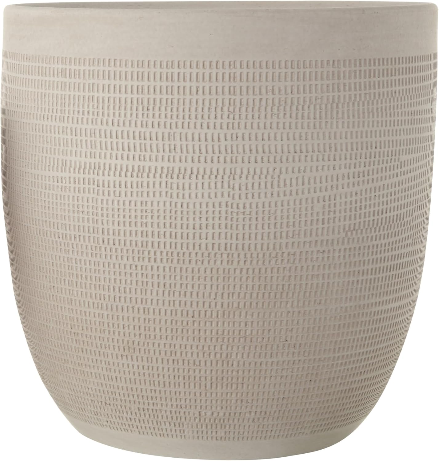 Creative Co-Op Large Matte White Embossed Stoneware Planter